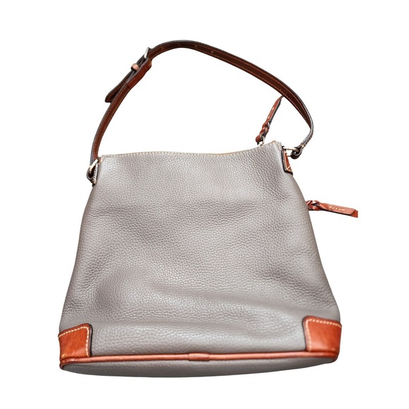 Dooney Bourke Pebble Leather Handbag Shoulder Bag‎ Gray Brown Trim - Picture 4 of 13